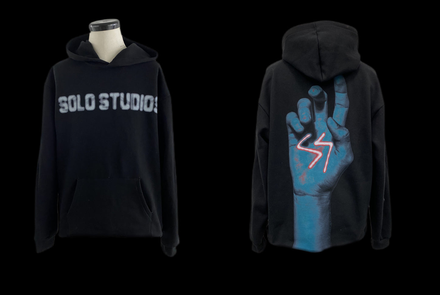 "HELPING HAND" HOODIE BLACK/BLUE