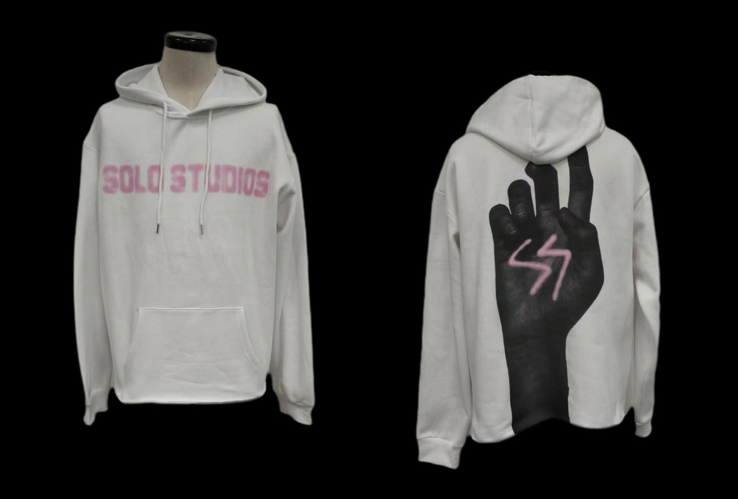 "HELPING HAND" HOODIE WHITE/LIGHT PINK